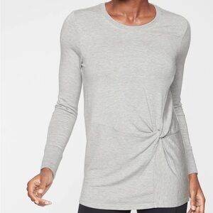 Athleta Nirvana Twist Front Gray Sweatshirt